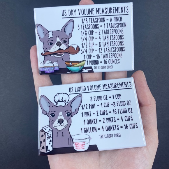 Gray Chihuahua Dog Measuring Chart Magnet Set Kitchen Cooking Baking Guide Gift - Picture 2 of 4